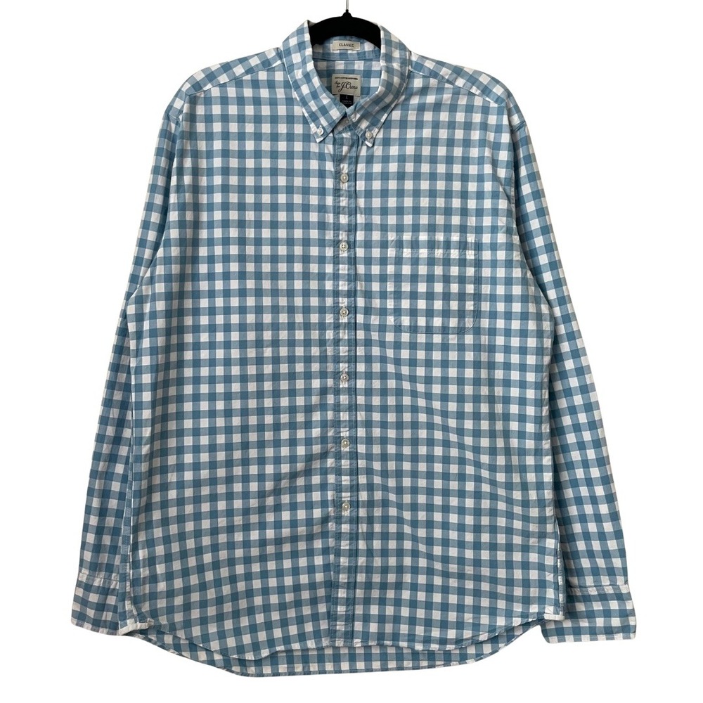 J. Crew‎ Shirt Mens Large Classic Gingham Check Button Down Cotton Lightweight